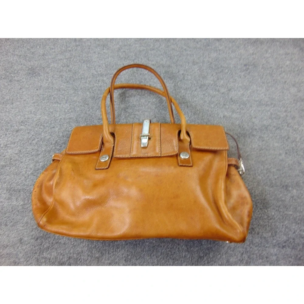 Michael Kors Satchel Tan Leather Buckle Large Handbag Shoulder Bag Distressed - Picture 10 of 14